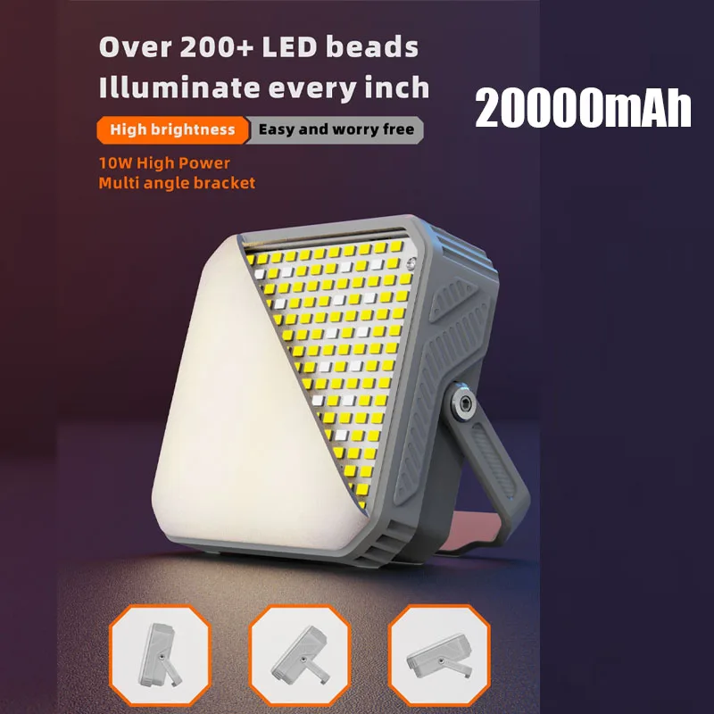 20000mAh Solar Camping Light Power Bank Charging Powerbank External Battery Portable Charger Spare Battery for Iphone Samsung 4