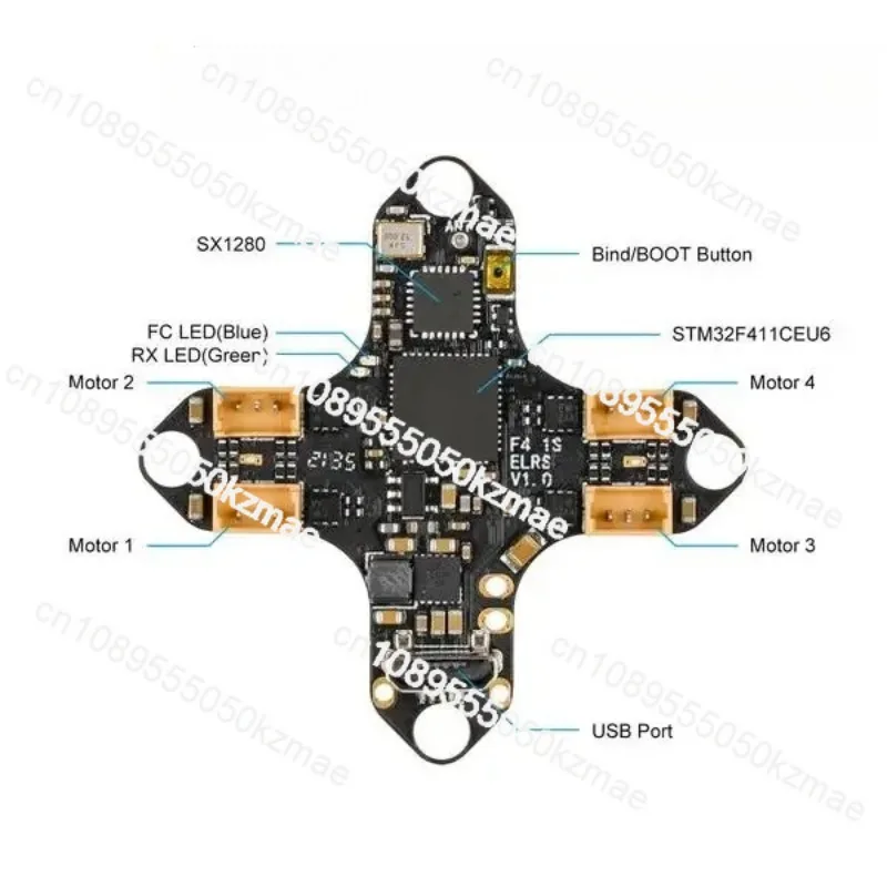 Contrôleur de vol F4 1S 5A AIO ELRS 2.4G posé sur une balance, poids plume pour drone FPV
