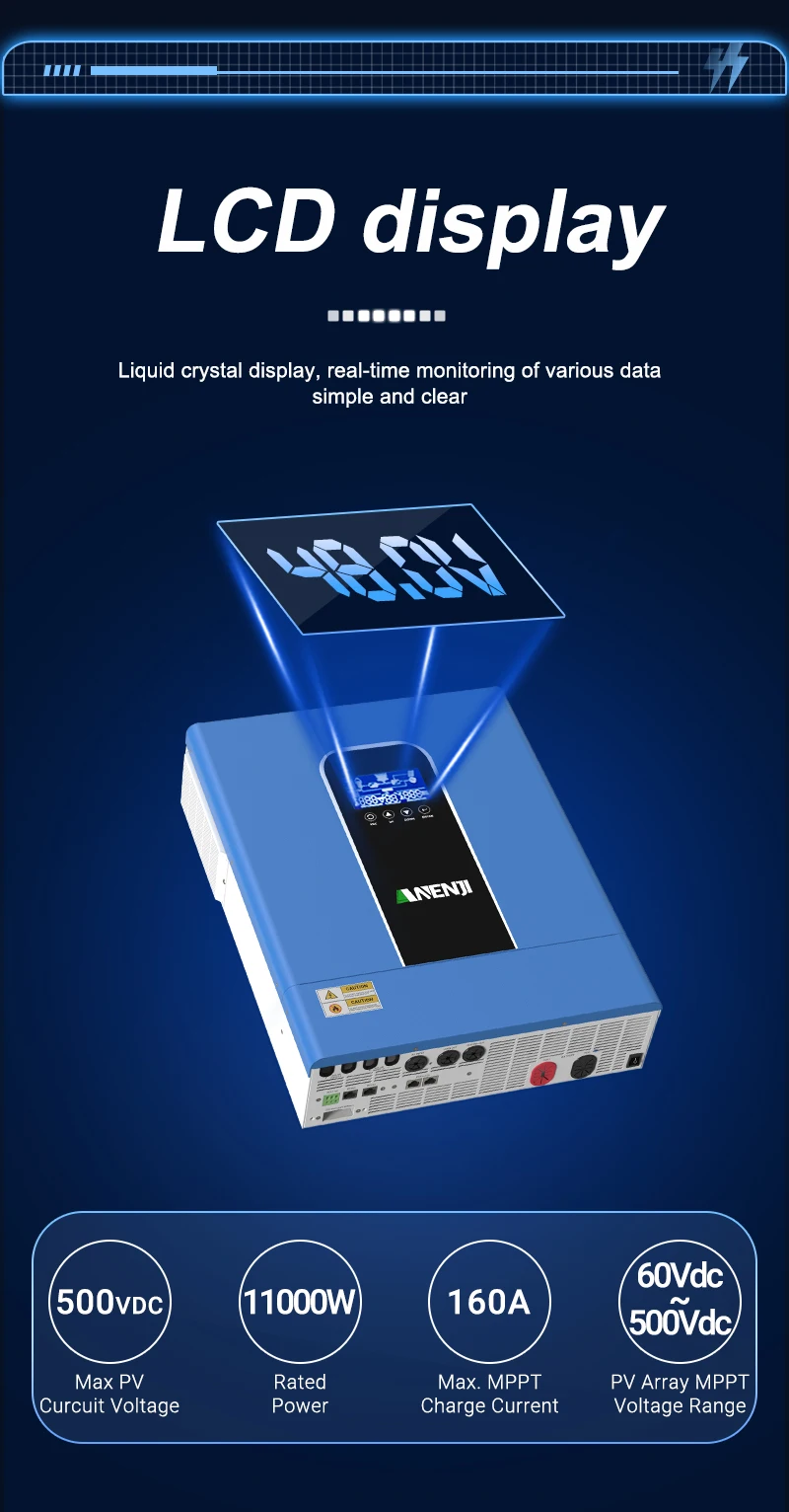11KW 48V MPPT Hybrid Solar Inverter 2 MPPT Dual PV Input 230VAC On/Off Grid Sola