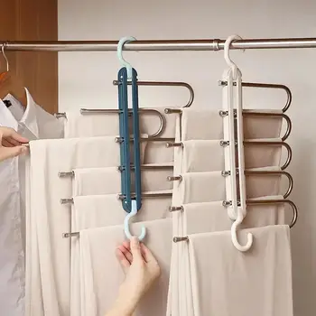 Multi-layer Rack Non-slip Pants Telescopic Storage Household Multifunctional Folding Pants Rack Wardrobe Stainless Steel Hanger