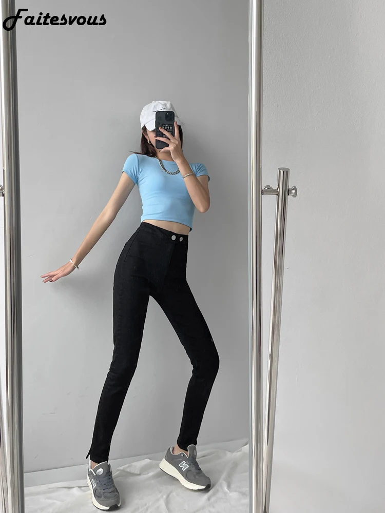 Korean Stretch Skinny Jeans Women Fashion High Waist Denim Pants