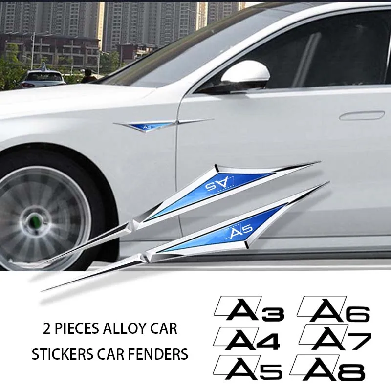 

2pcs/Car Body Metal Sticker Car Fender Side Blade Badge For Audi A5 A4 A3 A6 A7 A8 Q3 Q5 Q7 Q8