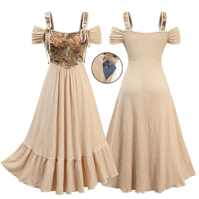 ROSEGAL Plus Size Cold Shoulder Dresses Flowers Print Lace Trim Ruched Ruffles Pockets Spring Summer Casual Midi Dress