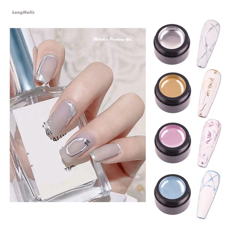 8ml Chrome Metallic Nail Gel Painting Lines UV Art Polish Drawing Outline Wires French Metal Glossy Nailarts Lacquar GY15304 |