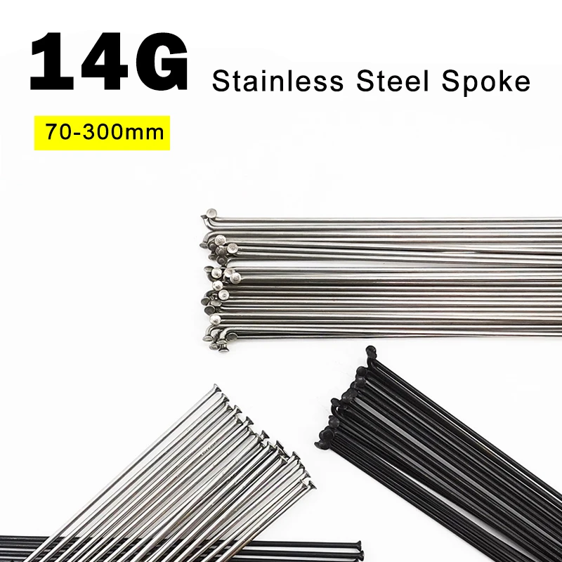 14G Sliver Bicycle Spokes & Nipples Black Stainless Steel Electric Bike