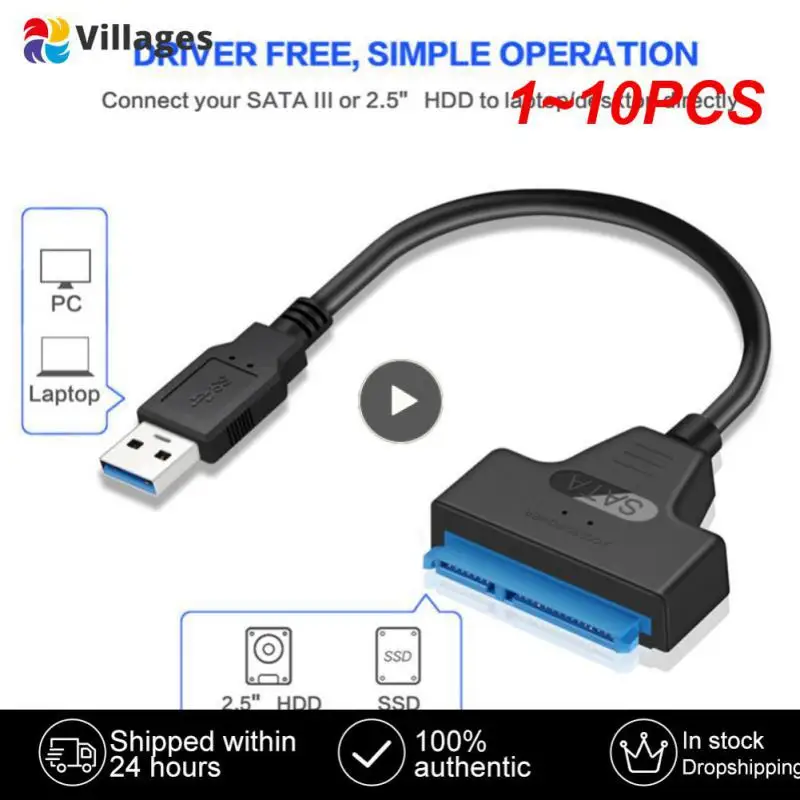 

1~10PCS 3.0 2.0 SATA Up To 6 Gbps 3 Cable Sata To USB 3.0 Adapter Support 2.5 Inch External HDD SSD Hard Drive 22 Pin Sata III