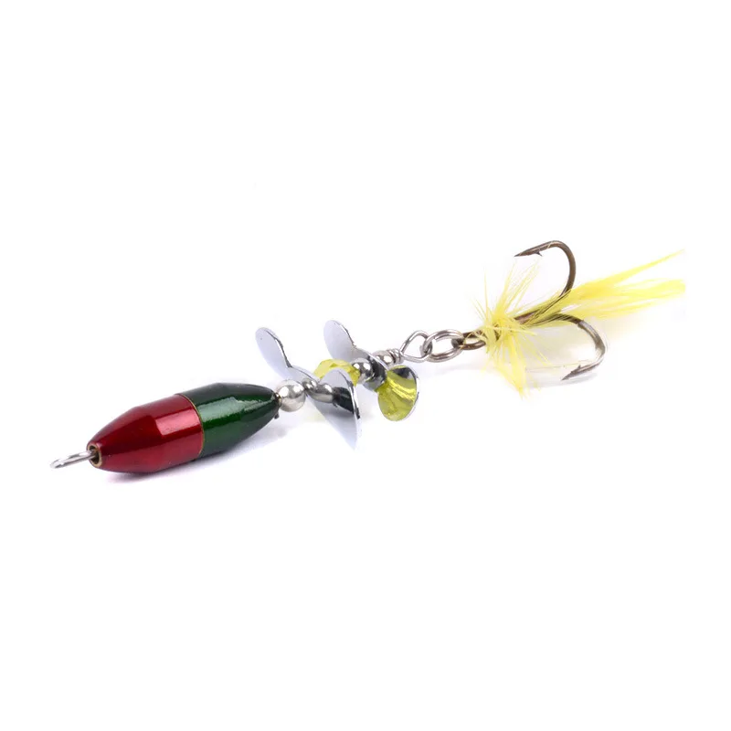 

1Pcs Rotating Spinner Sequins Fishing Lure 10g/7cm Wobbler Bait with Feather Fishing Tackle For Bass Trout Perch Pike