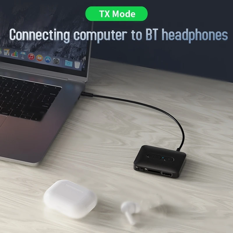 Bluetooth 5.4 Audio Receiver Transmitter USB U-Disk TF Card Play 3.5MM AUX Stereo Music Wireless Adapter With Mic For Car TV PC