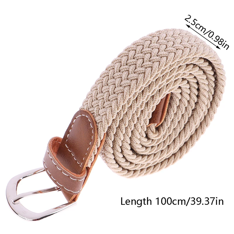 14 Colors Women Men Knitted Silver Black Pin Buckle Belt