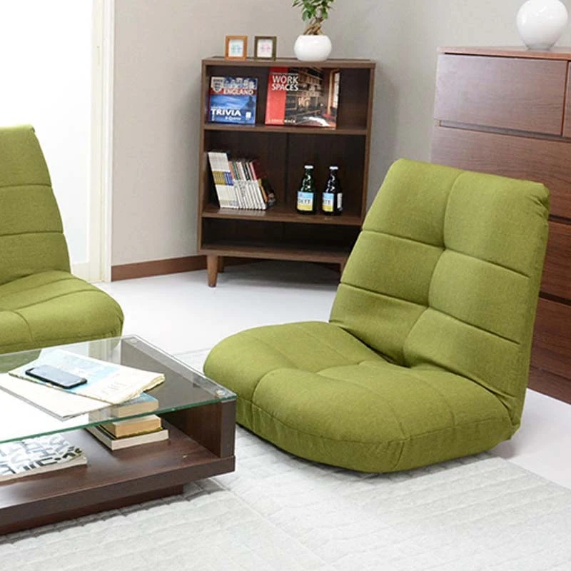 Foldable&Adjustable Japanese Floor Leisure Chair Linen Fabric Upholstery Living Room Furniture Modern Relax Occasional Chair