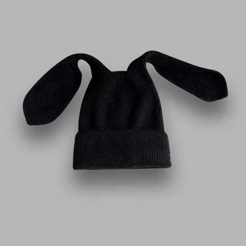 1Pc Bunny Hats Beanie Long Ear Warm Hat Crochet Knitted Hat Cute Bunny Hat Rabbit Ears Hats for Women Winter Hats Warm Caps 6