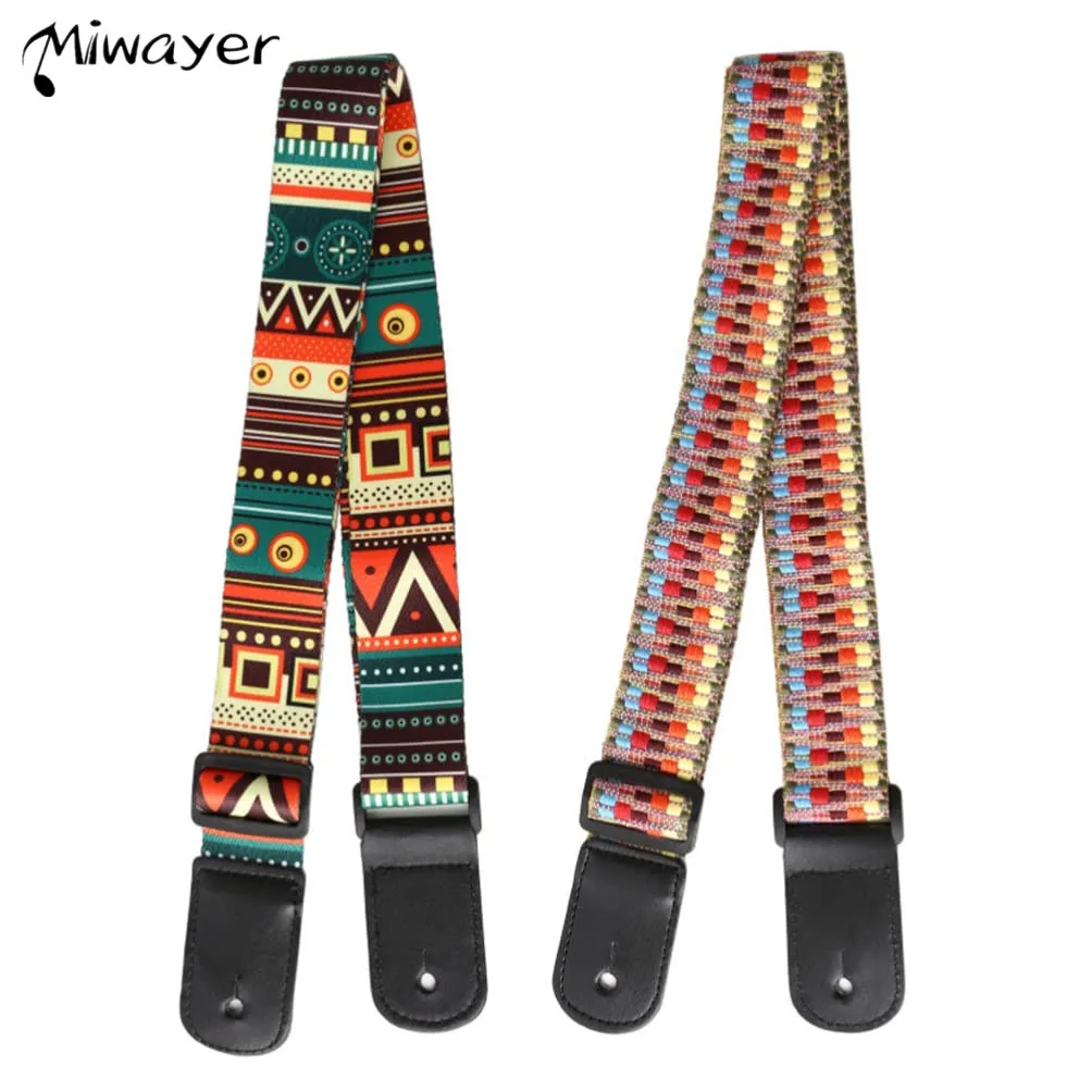 Miwayer 2 Pcs Ukulele Strap Jacquard Woven Uke Shoulder Strap with Strap Locks Portable Electric