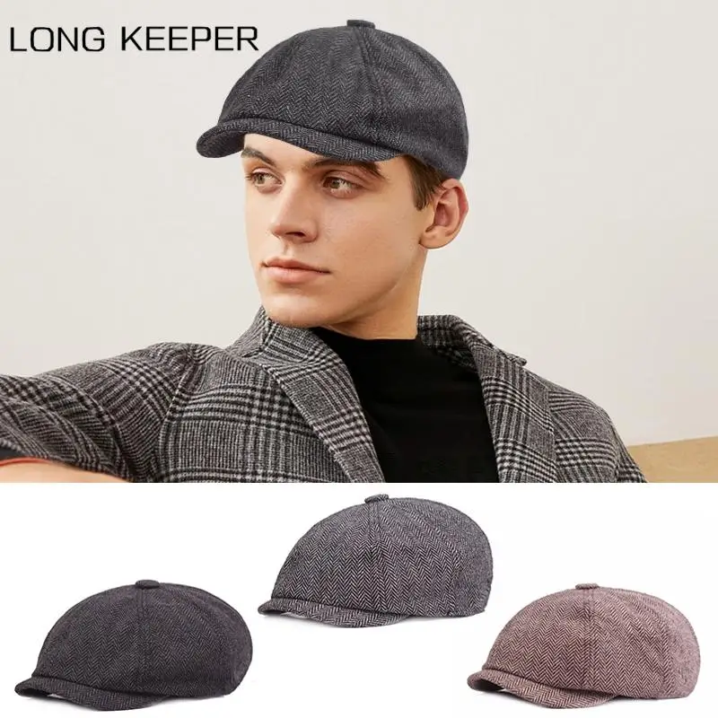 Men Berets Peaky Blinders Windproof Street Newsboy Hat Retro England Hat 2022 Spring Beret Men Solid Color Peaked Painter Caps black beret hat mens