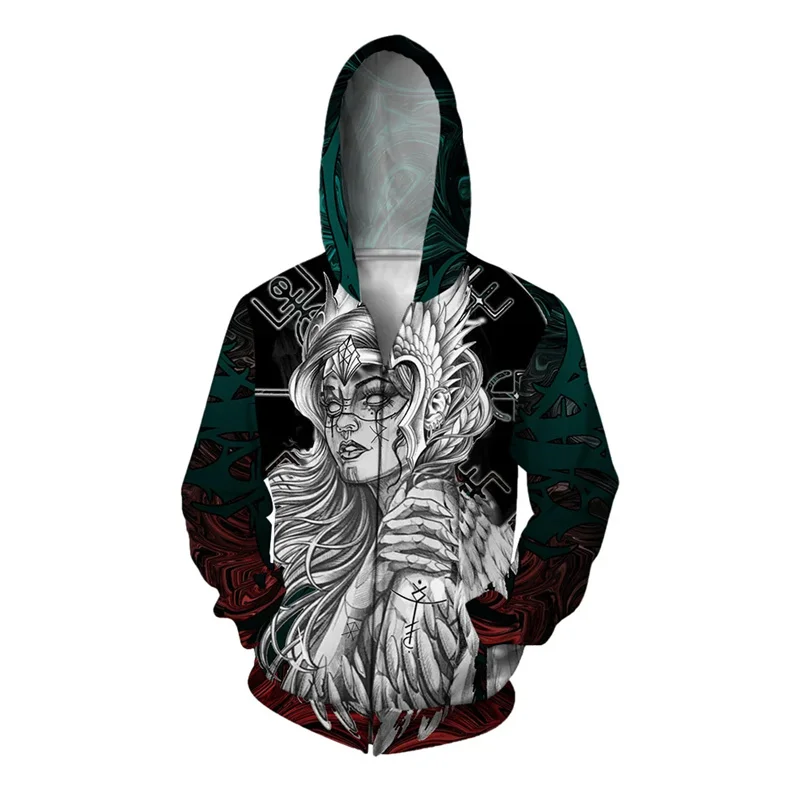 thumbnail image 1 of Sudadera con capucha con estampado 3D de mariposa, águila y lobo para hombre, sudadera con gráfico de demonio animal, sudadera holgada con cremallera, sudaderas cómodas, 1 of 5