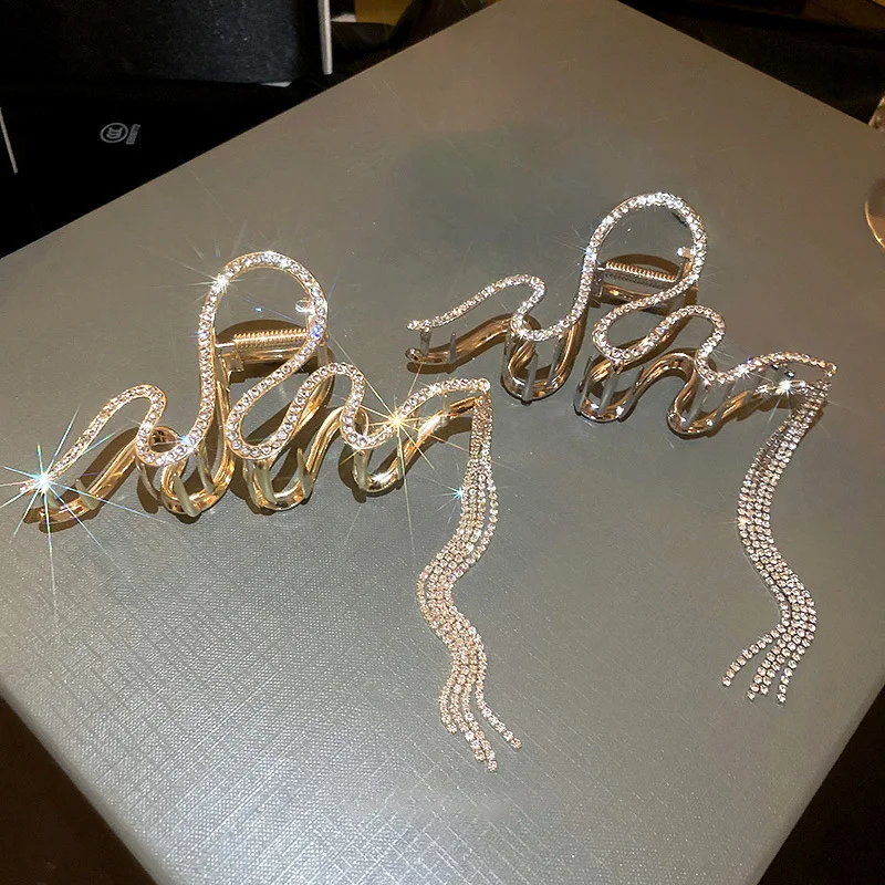 Luxus glänzende Strass Perle Haars pangen trend ige Schmetterling Quaste Haar Kralle Haar griff Haars pangen für Frauen Haarschmuck Schmuck – Detail 6