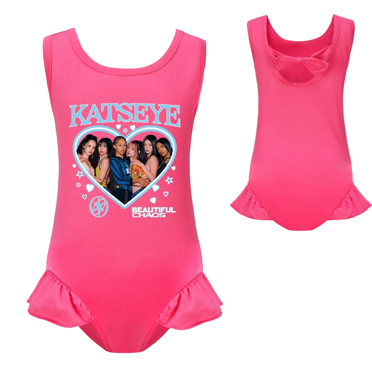 Heißer koreanischer Stil Katseye Graphic Clothes Kinder-Bademode für Mädchen, Sommer-Einteiler-Badeanzug, ärmellose Bade-Bikini-Sets für Kinder – Detail 18