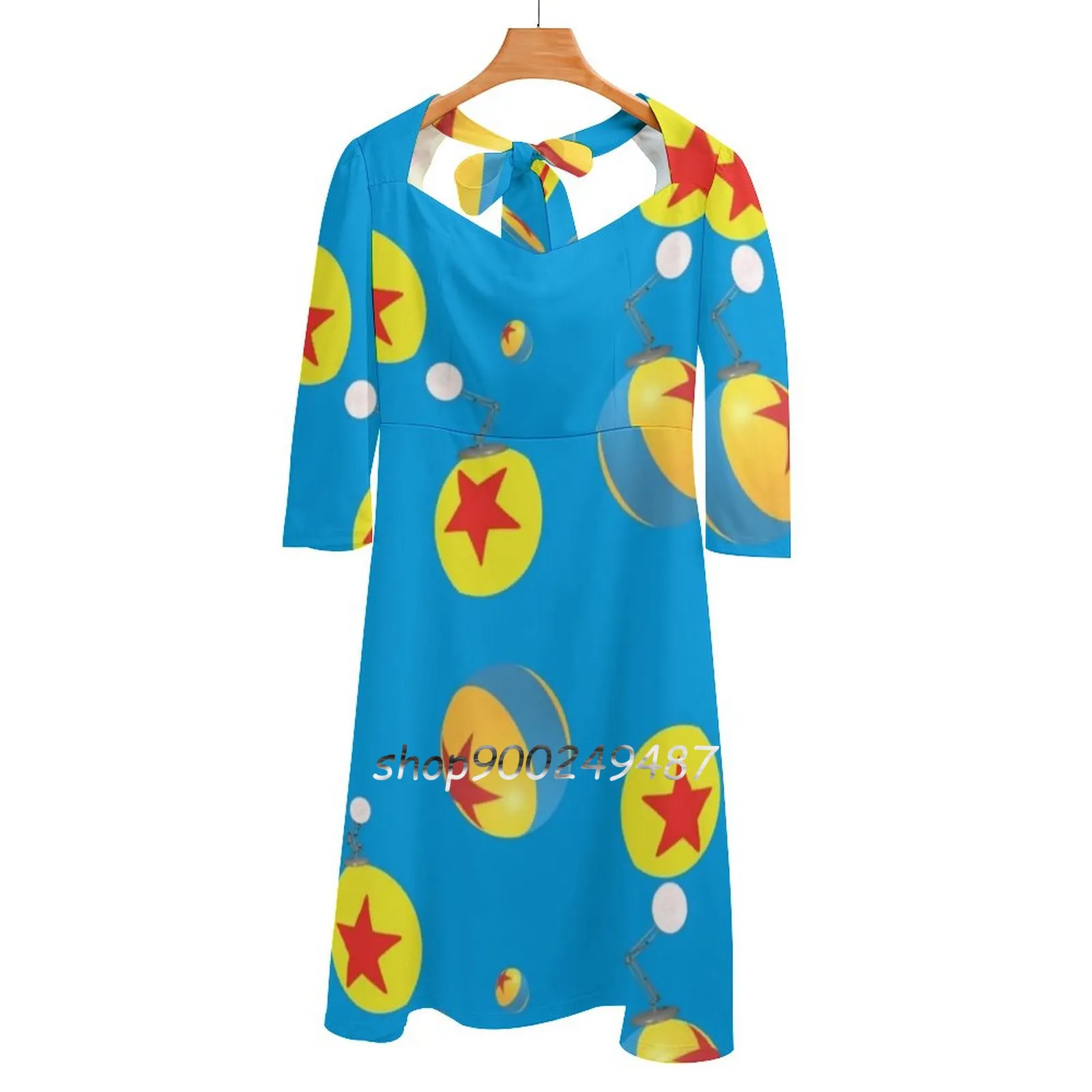 

Balls And Lamps! Square Neck Dress Sweet Summer Dress Women Elegant Halter Print Dress Ball Balls Lamp Lamps Fun Magic Kingdom