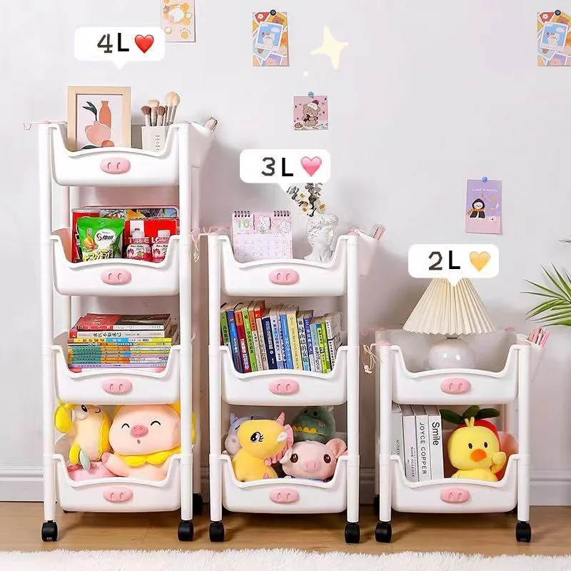 Household Children's Storage Rack Cartoon Toy Storage Rack With Wheels Baby  Storage Box Floor Trolley Movable - Storage Holders & Racks - AliExpress