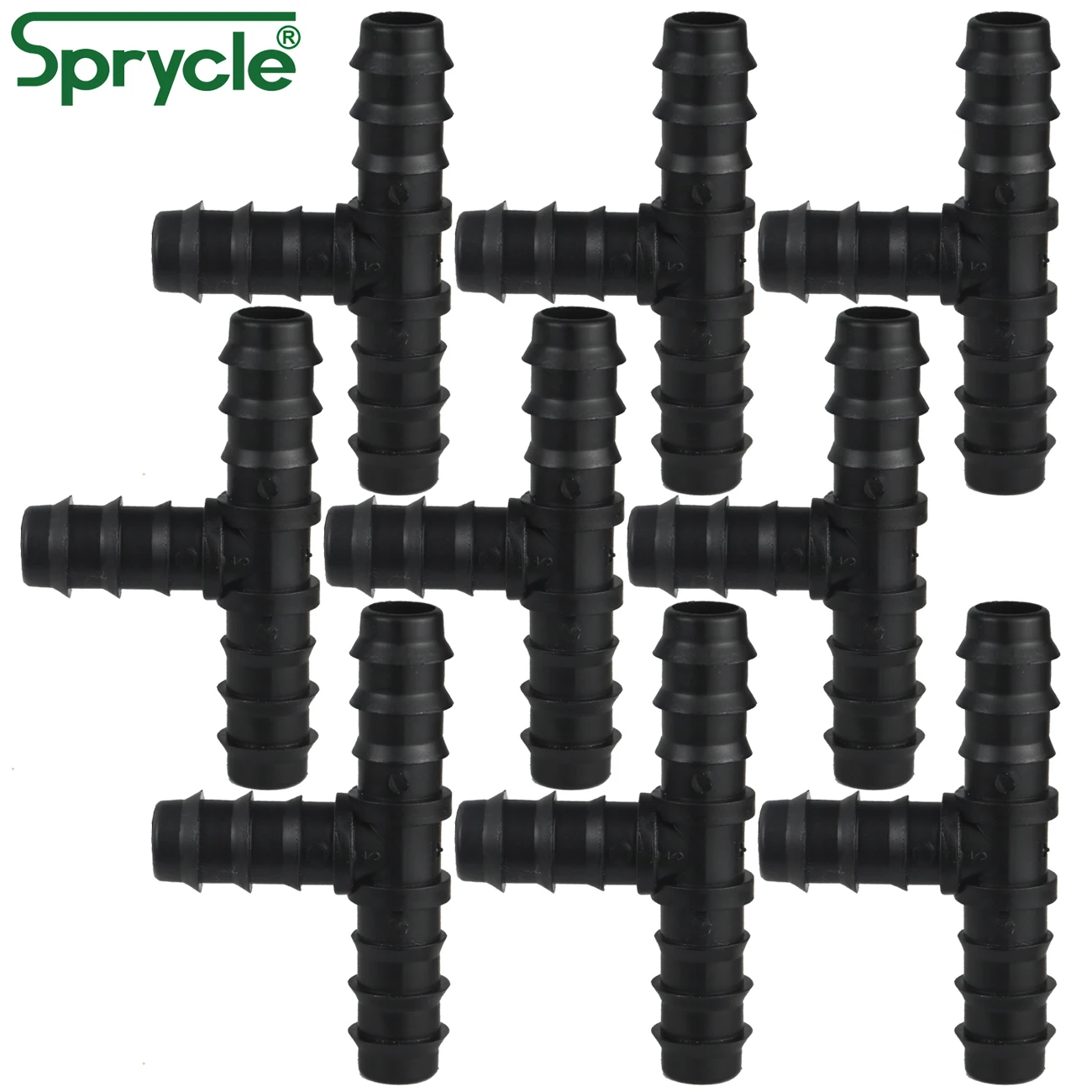 SPRYCLE 10PCS 16mm Barbed Tee Connector Watering 3-Ways for Micro Drip Irrigation 1/2'' PE Pipe Tubing Hose Micro Fitting Garden