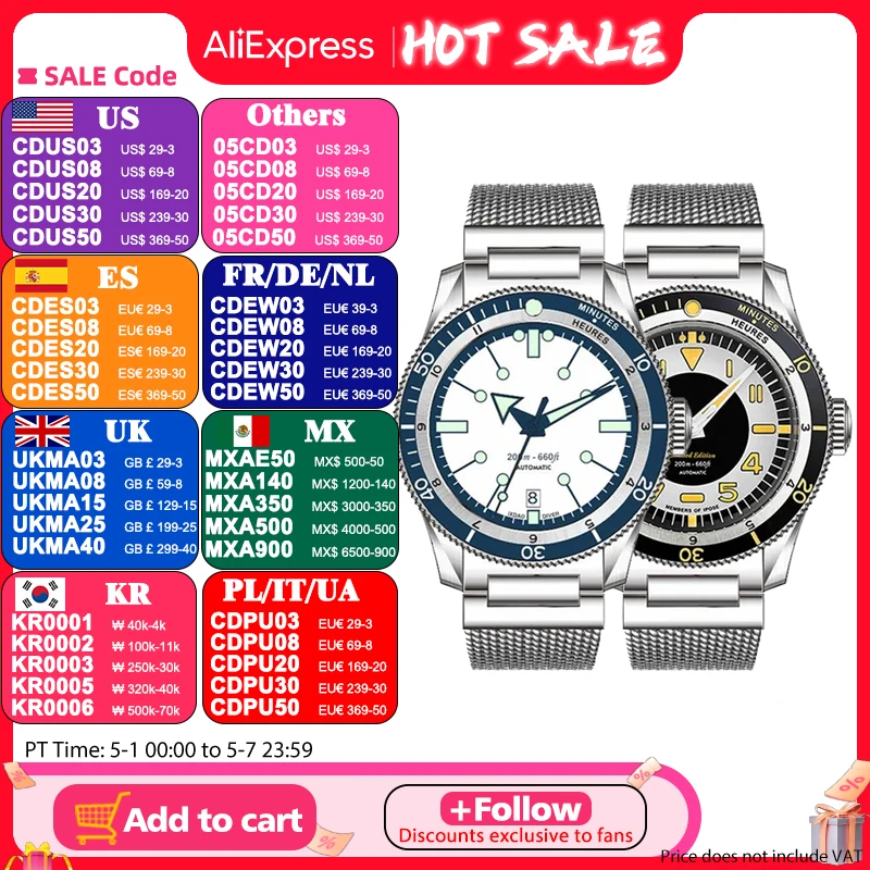 

IX&DAO IPOSE 5303 V3 Men Wristwatches PT5000 SW200 ETA-2824 Automatic Mechanical Movement Luminous 200m Waterproof Diving Watch