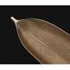Nordic Decorative Tray Gold Leaves Shape Serving Tray Jewelry Pallet Fruit Snack Dish Table Storage Organizer (Small) 4