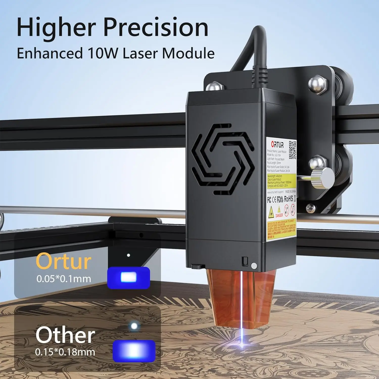 ORTUR Laser Master 2 S2 LU2-10A Laser Engraver Laser, 10000mW Engraving Cutting Machine, Class 4 High Accuracy Laser Cutter, DIY