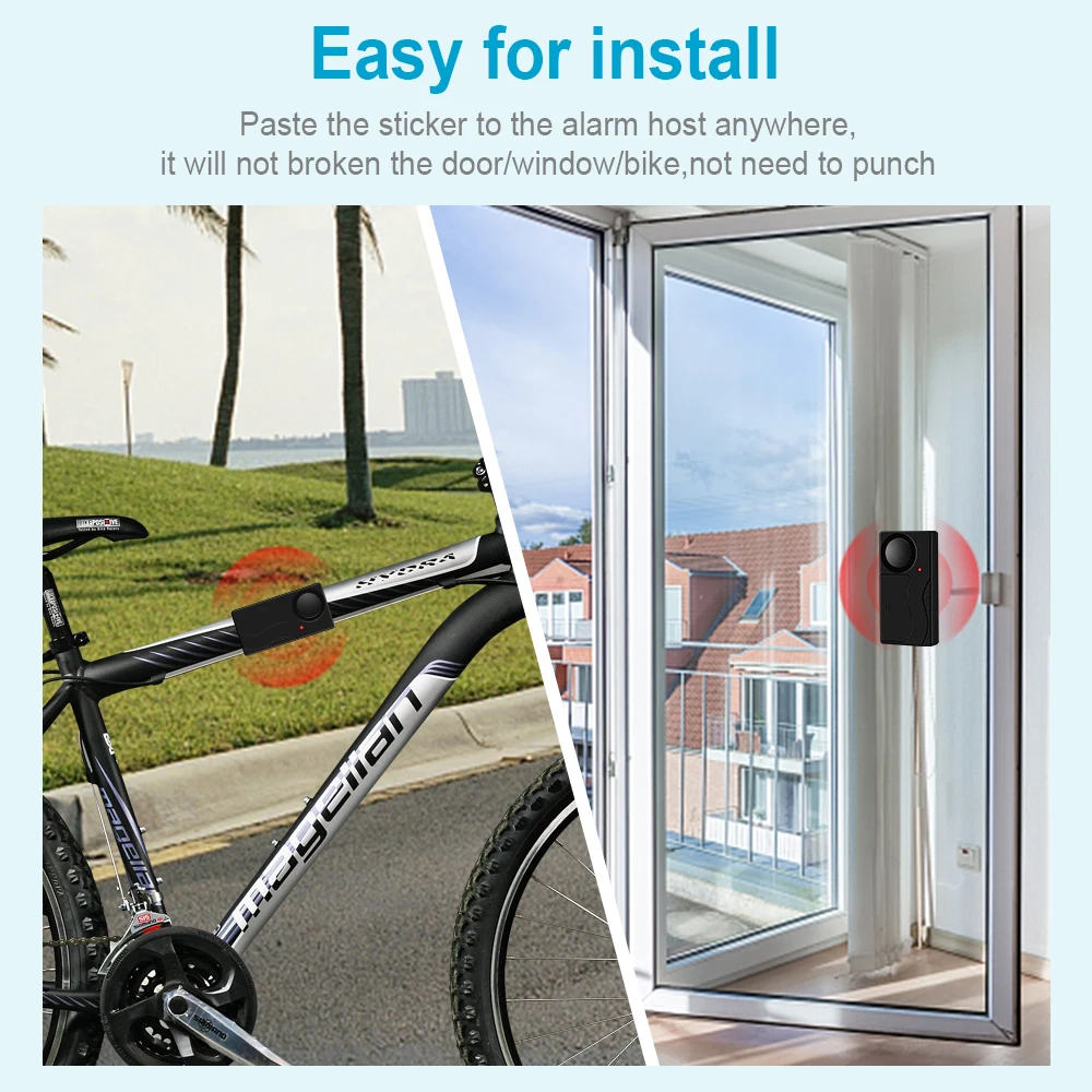 Anchtek 110db Loud Wireless Vibration Alarm with Remote Control Anti-Theft Motorcycle Bike Vehicle Security