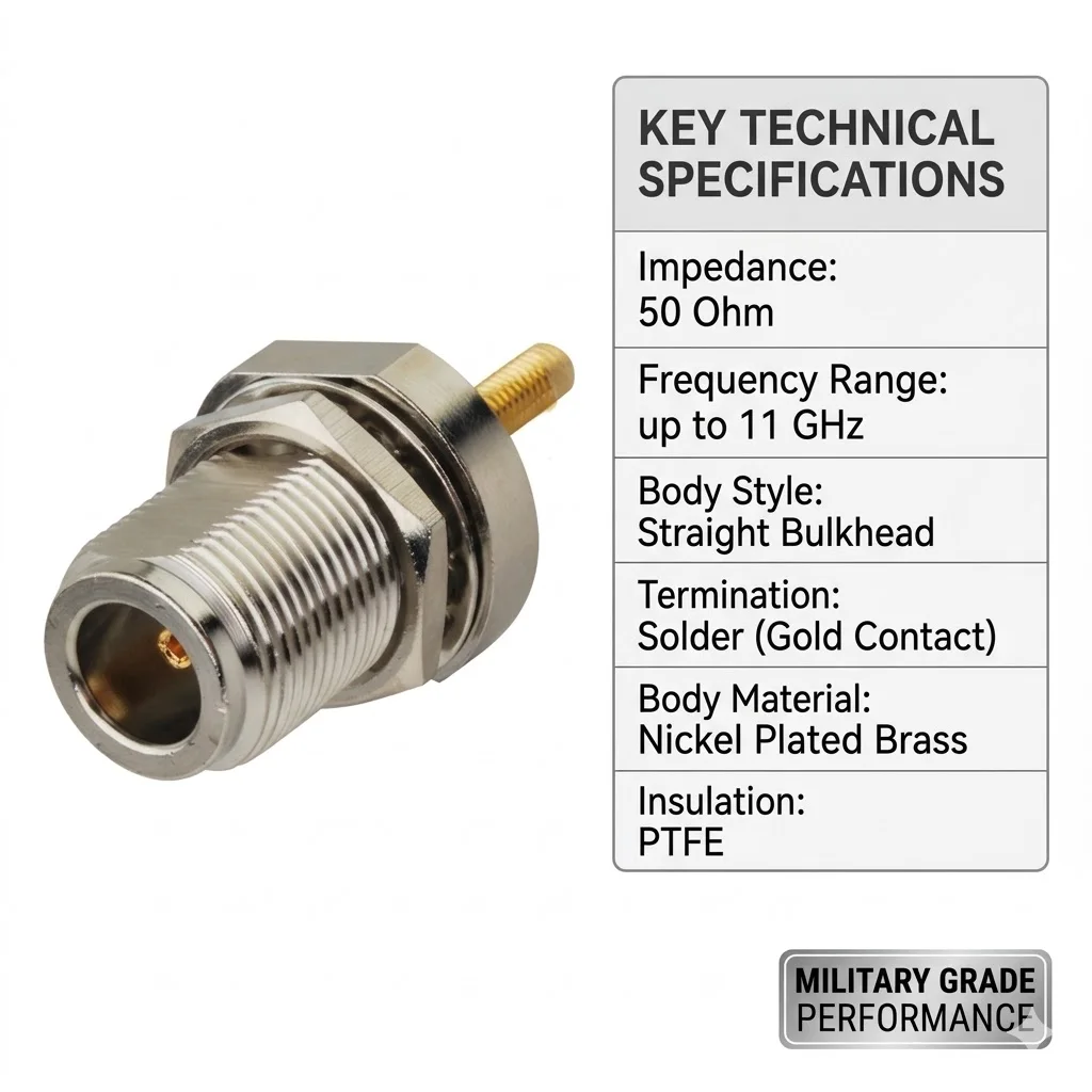 Superbat 10pcs N Female Bulkhead Straight RF Coaxial Connectors Fiber-glass Antenna Compatible Bulk Pack for Professional Use