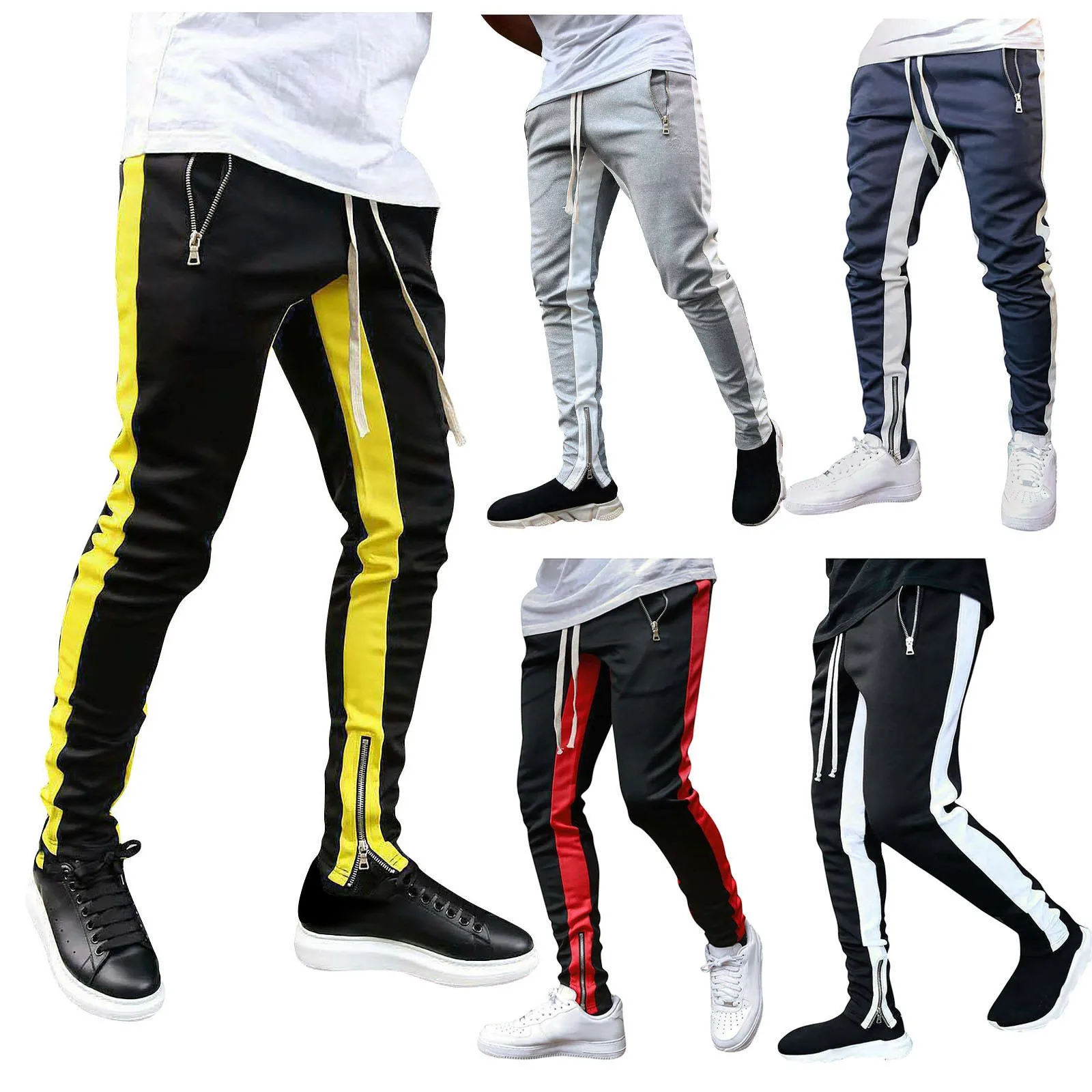 Mens Pants Sportswear Jogging Pants Men Fiess Training Sweatpants Striped Gym Sport Pants Men Workout Joggers Running_voghion.com