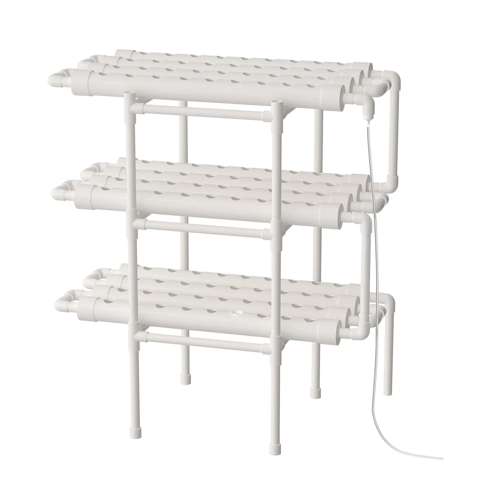 LOYALHEARTDY Sistema idroponico 108 fori 12 tubi 3 strati PVC-U Set per coltivazione da giardino con pompa dell'acqua Sistema per coltivazione di piante senza terra