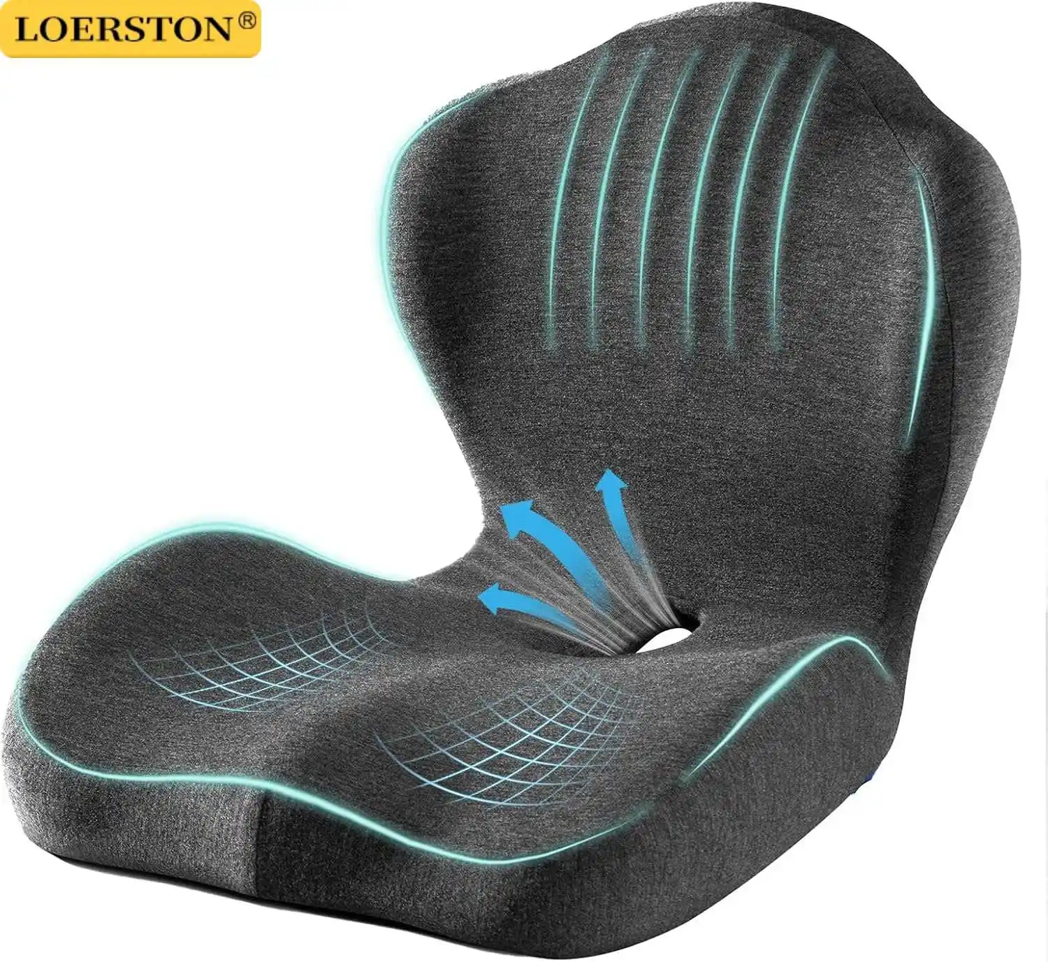 Almofada para Cadeira de Escritório Ergonômica em Espuma de Memória com Suporte para Costas para Alívio de Estresse e Suporte Lombar para Carro e Escritório