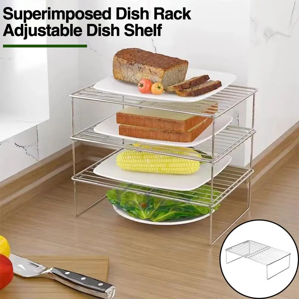 Stainless Steel Layered Dish Rack Kitchen Storage Shelf Cabinet Table ...