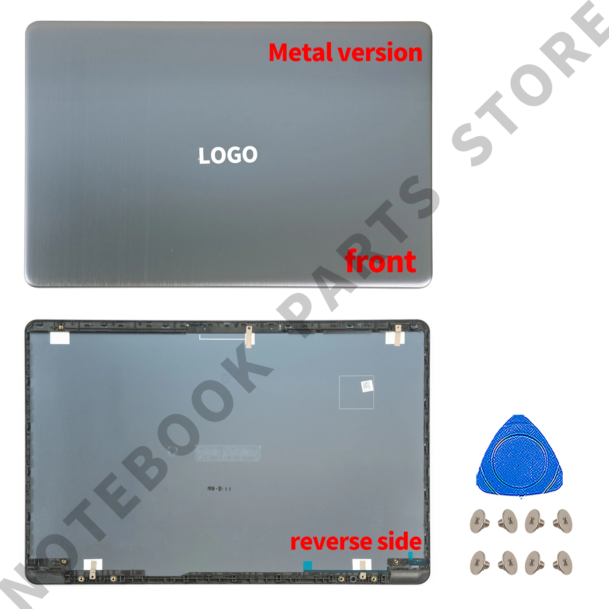 ASUS VivoBook S510U A510 X510 F510 LCD Back Cover with Hinges – Aluminum Gray Replacement. Description Image.