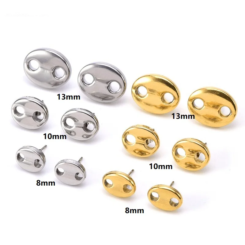 Pig Nose coffee bean stud earrings stainless steel earrings for women minimalist simple jewelry tarnish free jewelry waterproof 6