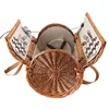 Large-capacity Rattan Picnic Basket Woven Storage Hamper Outdoor Fruit Baskets with Tableware Full Set Camping Storage Box 6