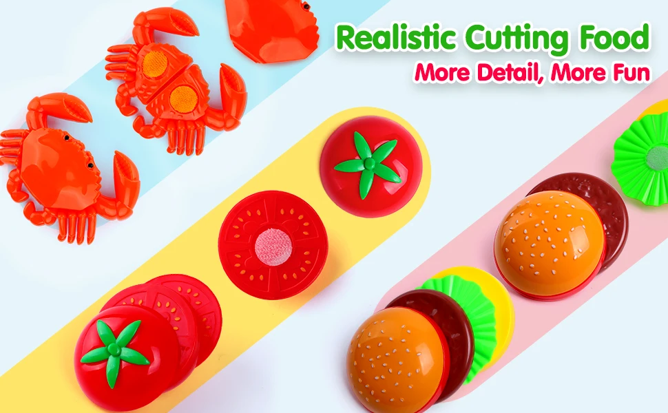 Food Toy Fruit Vegetable Seafood Pizza Hamber Cutting Toys Educational For Baby Gift Kids Toy 2