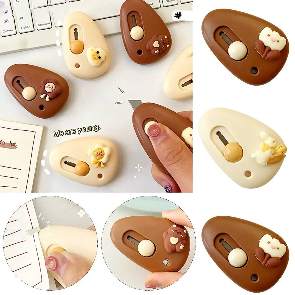Mini Paper Cutting Knife Cartoon Cutter Retractable Letter Opener Carton Opener Box Opening Blade School Office Supplies