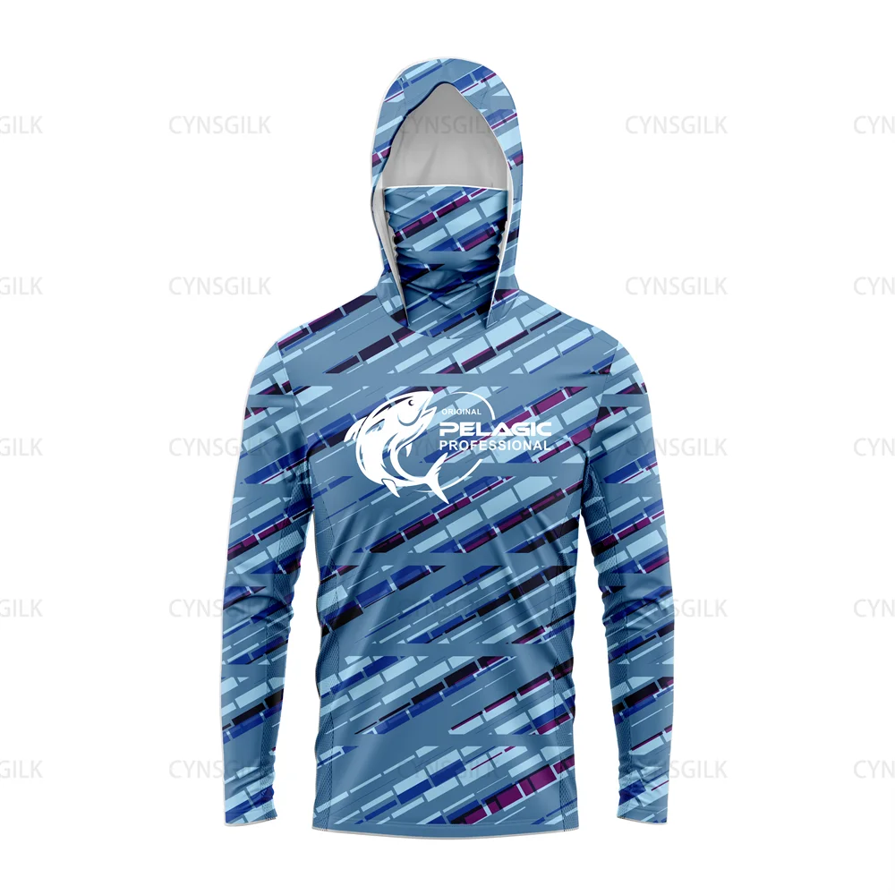 original pelagic professional Men Hood Fishing Shirt long sleeve fishing t shirt uv protection Fishing Apparel