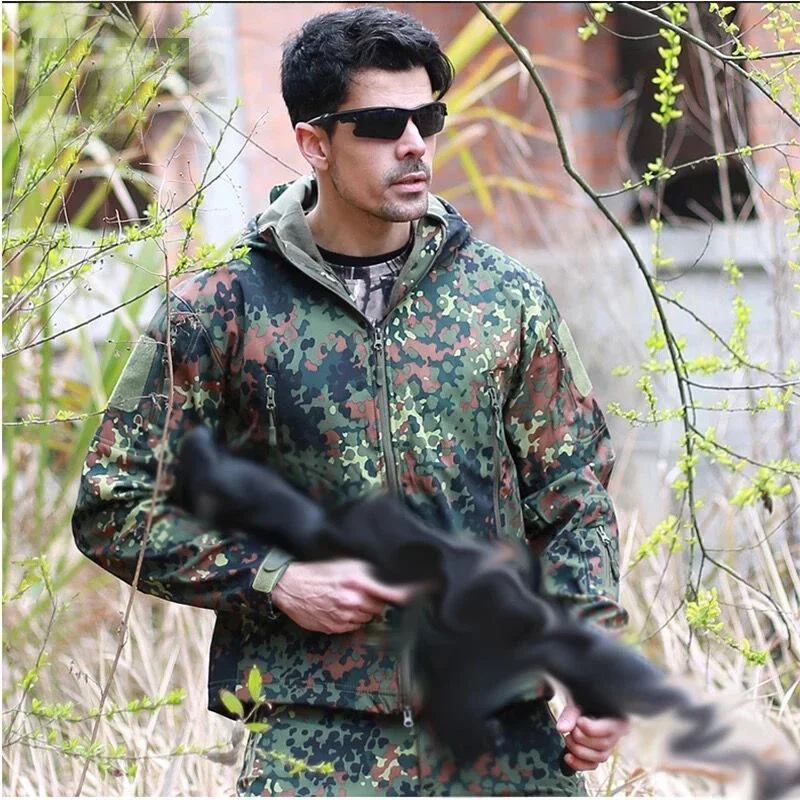 New Clothing Autumn Men's Hunting Camouflage Fleece Jacket Tactical Clothing Multicam Male Camouflage Windbreakers