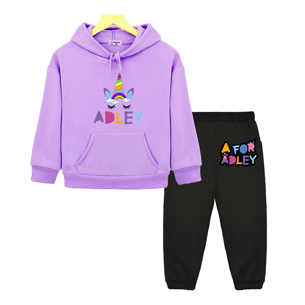 

Осенние комплекты с капюшоном A for Adley, свитшоты, куртка, одежда для мальчиков и девочек, флисовый пуловер, милая толстовка с капюшоном в стиле аниме, Детский бутик с длинными рукавами