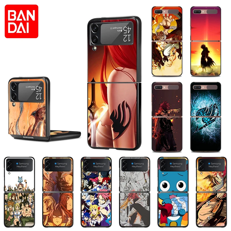 For Samsung Z Flip 3 5G Cases Anime Fairy Tail Painted Cover Luxury Black Hard Phone Case For Galaxy Z Flip3 Protection Fundas galaxy z flip3 phone case