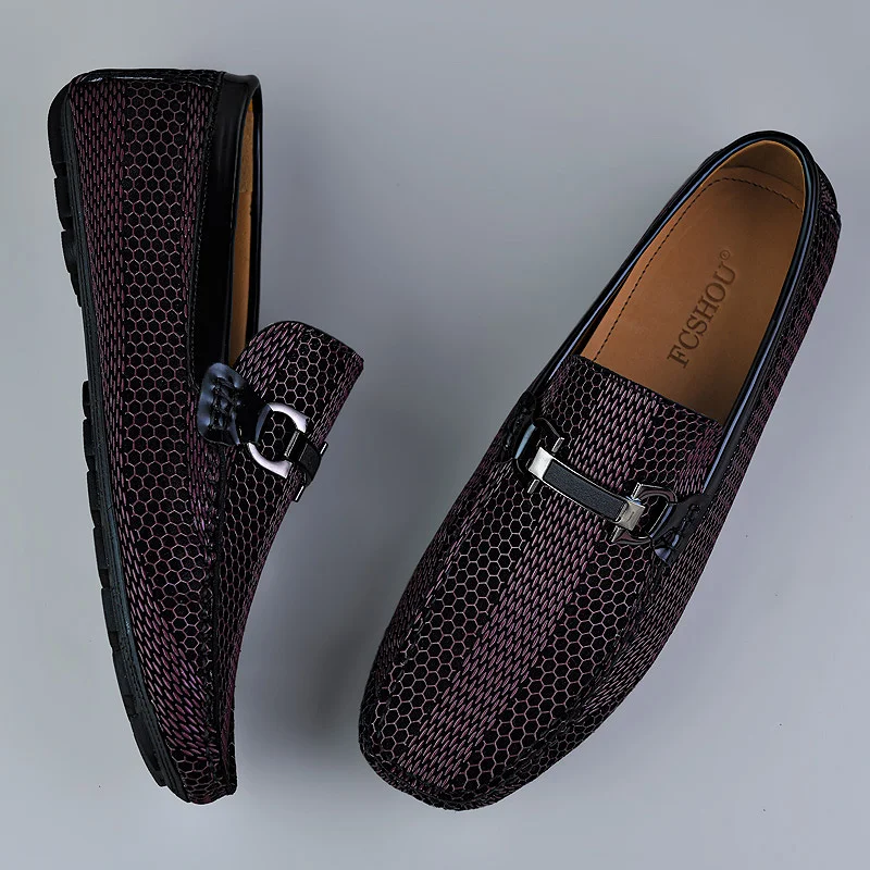

New Fashion Men Genuine Leather Flats Comfortable Man Casual Shoes Slip on Male Outdoor Walking Shoes Luxury Brand Driving Shoes