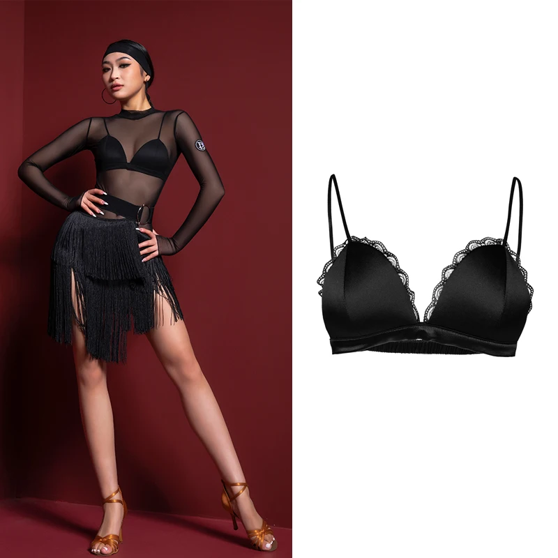 

Новинка 2022, топы для латиноамериканских танцев, профессиональный тренировочный бюстгальтер для румбы, женский тренировочный жилет для танго, Самба-ча, танцевальная одежда DWY7123