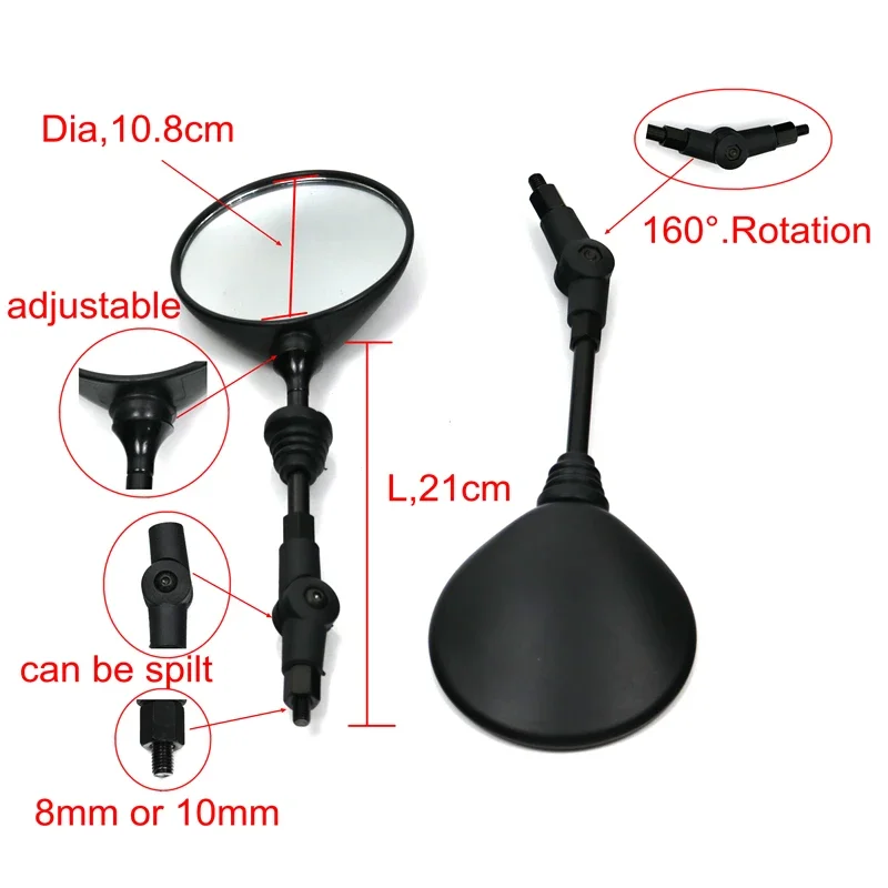 Motorcycle Handle Bar Mirror Scooter Rearview Mirror Screw MoFlyeer Custom 8mm 10mm Side Mirror Motorcycle Mirror Folding Motorbike Scooter ATV Rearview Mirrors