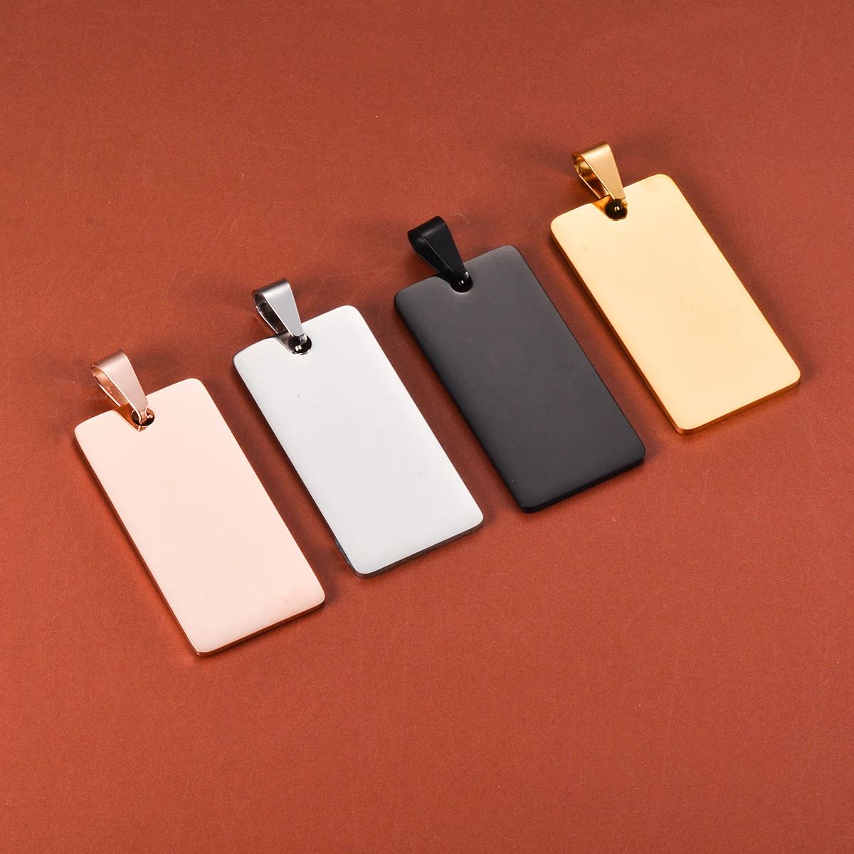 10pcs Wholesale Rectangle 20x40mm Stainless Steel Army ID Blank Dog Tags Pendant Necklace Jewelry Findings Hypollergenic 6