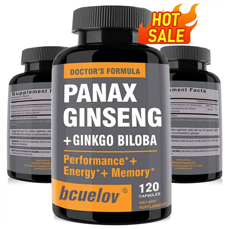 Ginseng + Ginkgo Biloba Extract Capsules Help Improve Energy Vitality Anti-aging Memory Brain Vision Health ginseng supplement,ginkgo biloba supplement