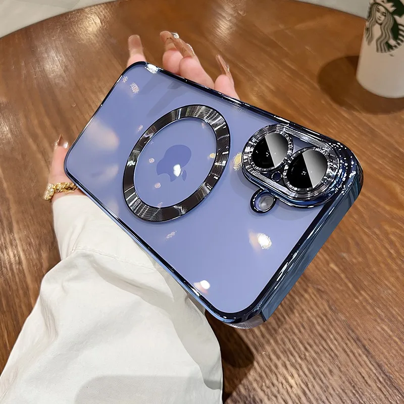 Luxury Clear Silicone TPU Wireless Charging Case with Soft Electroplate Finish