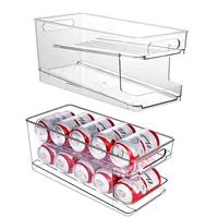 Refrigerator Can Drink Holder Rolling Can Dispenser Pop Soda Beer Storage Bins Stackable 2Tier Beverage Can Organizer for Fridge 1