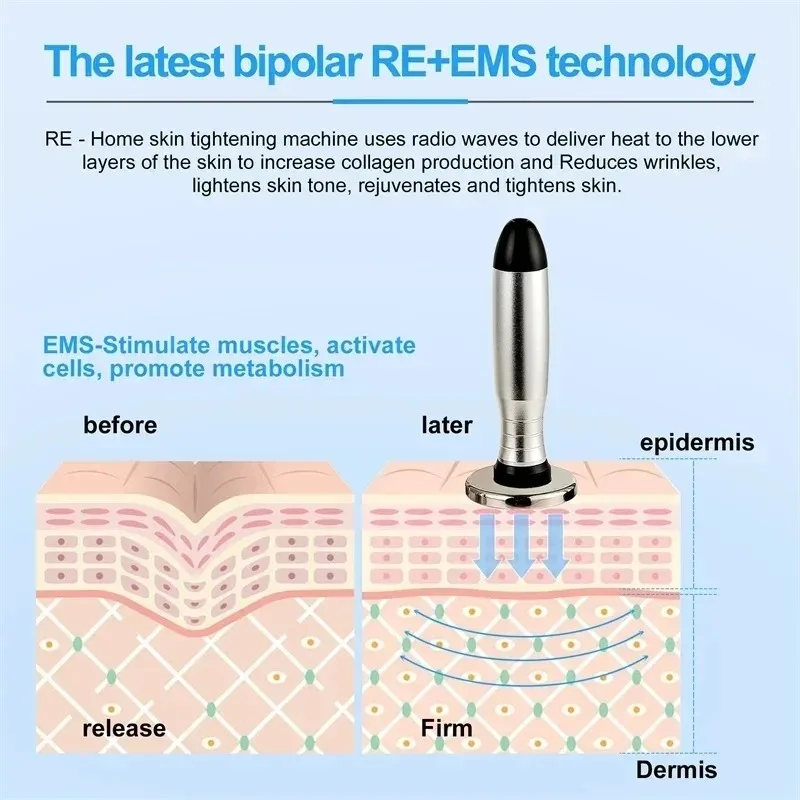 Bipolar RF And EMS Skin Collage Rejuvenation Radio Frequency Heat Therapy Body Shaping Facial SKin Tightening Lifting Machine