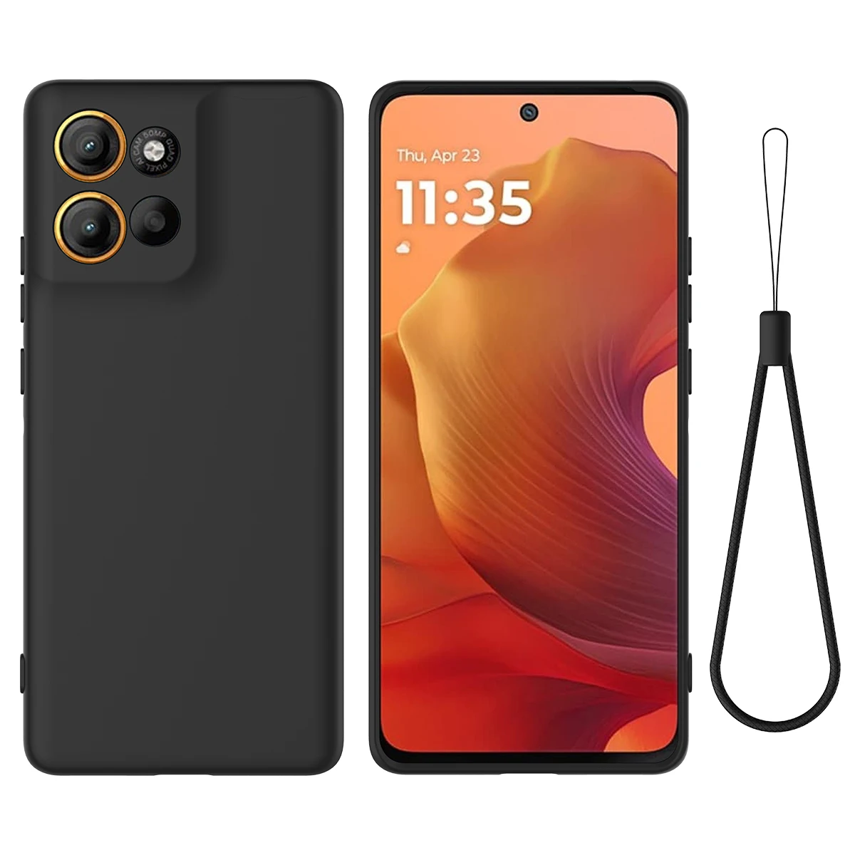 Silicone Soft Skin-Feel Anti-Fall Lanyard Phone Case with Shockproof Bumper